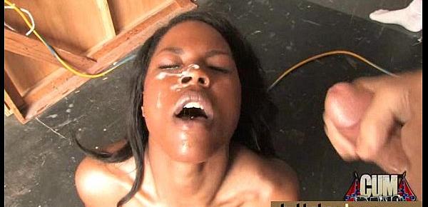  Ebony girl gang banged and covered in cum 14